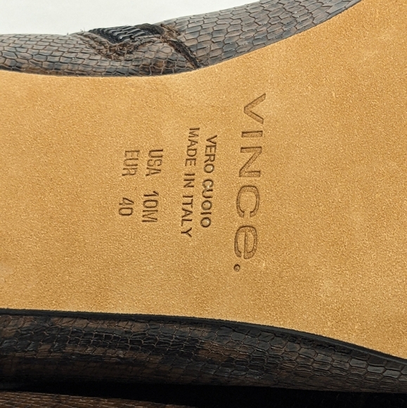 NWOT Vince Meta Cognac Kitten Snake Skin Italian Leather Bootie Pointed Toe 10 - Picture 14 of 14